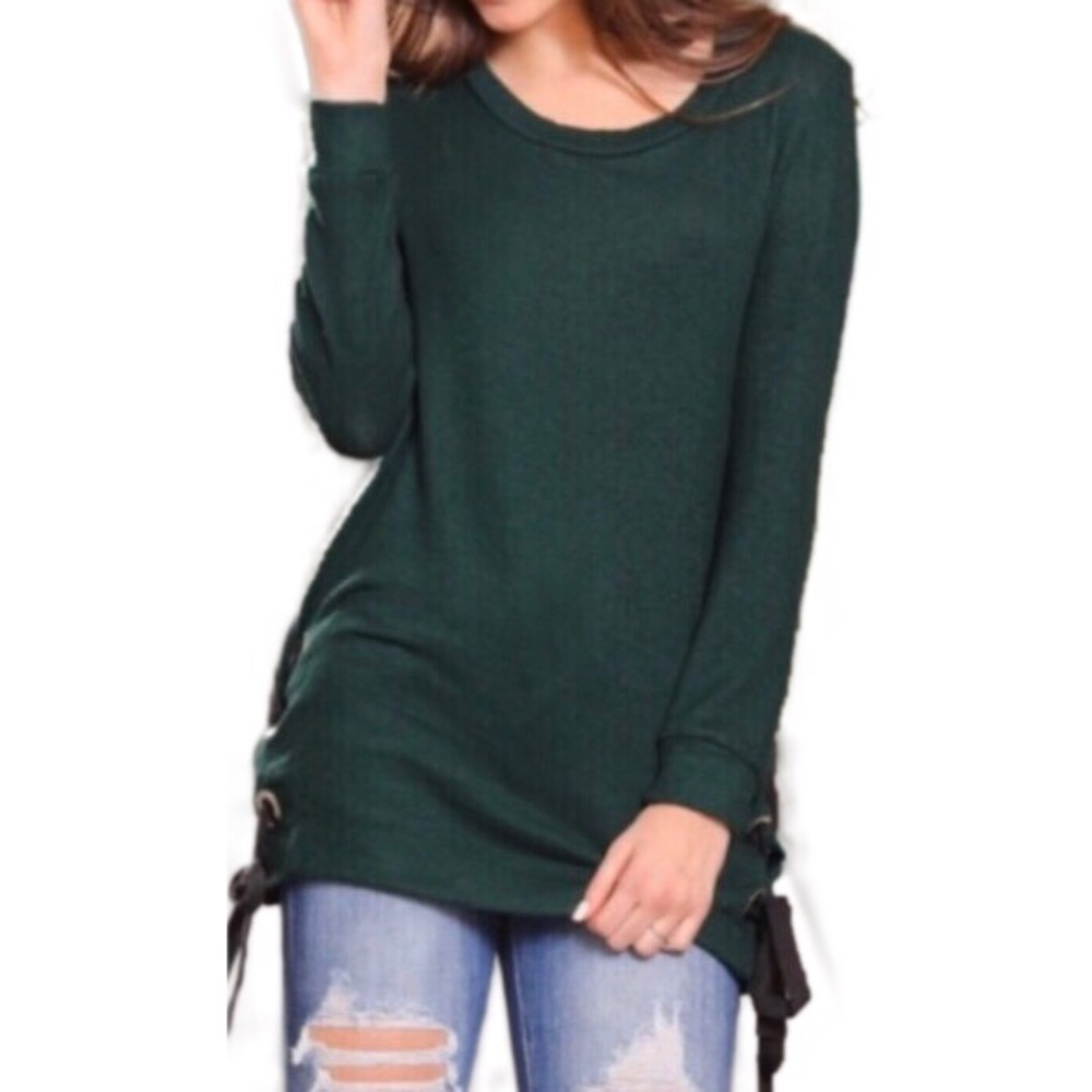 Forest Green Side Lace Up Tunic